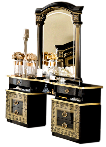 Bedroom Furniture Wardrobes Aida Black/Gold Vanity dresser