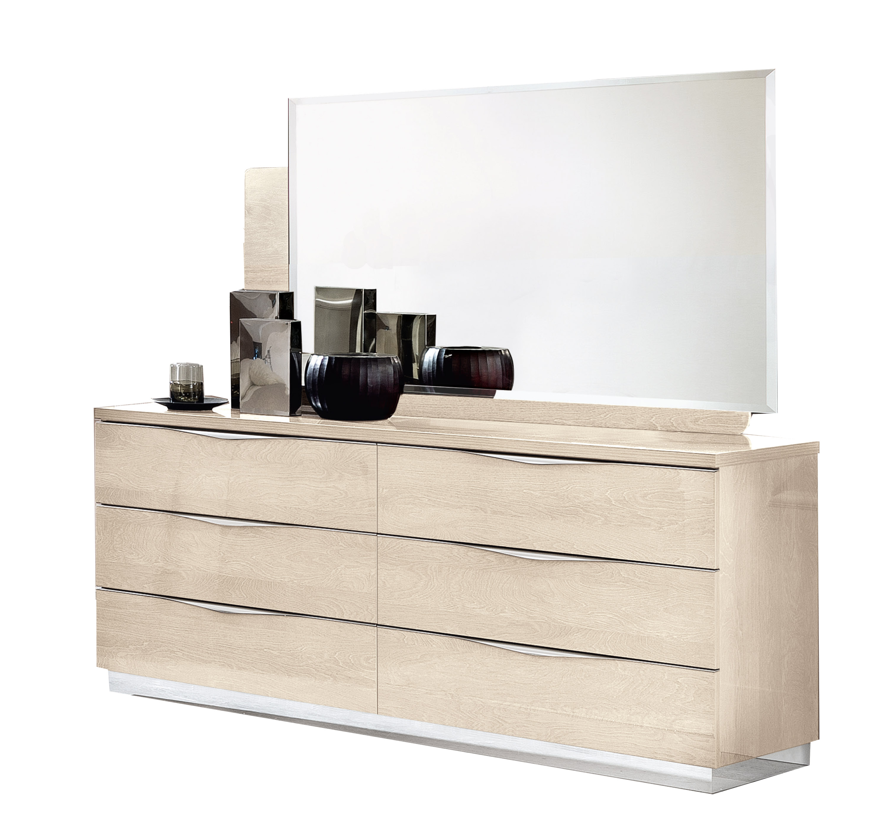 Bedroom Furniture Beds Platinum LEGNO Double Dresser/Single Dresser/Mirror IVORY
