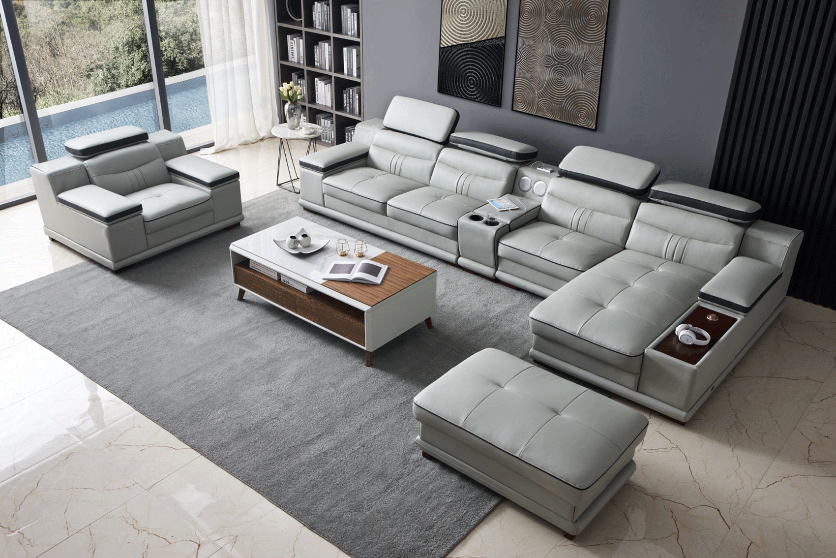 Living Room Furniture Reclining and Sliding Seats Sets 908 Sectional