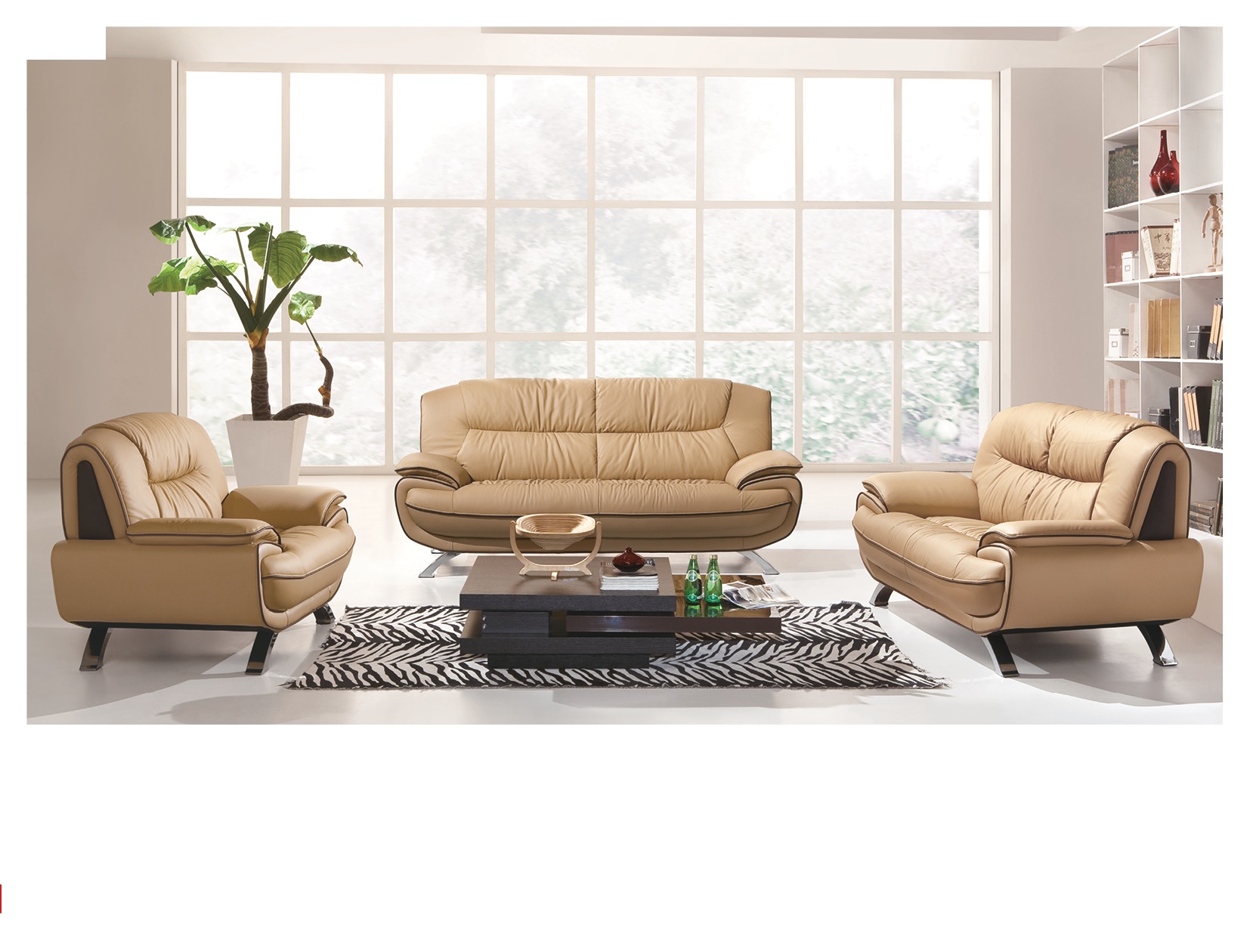 Living Room Furniture Reclining and Sliding Seats Sets 405 Beige/Brown