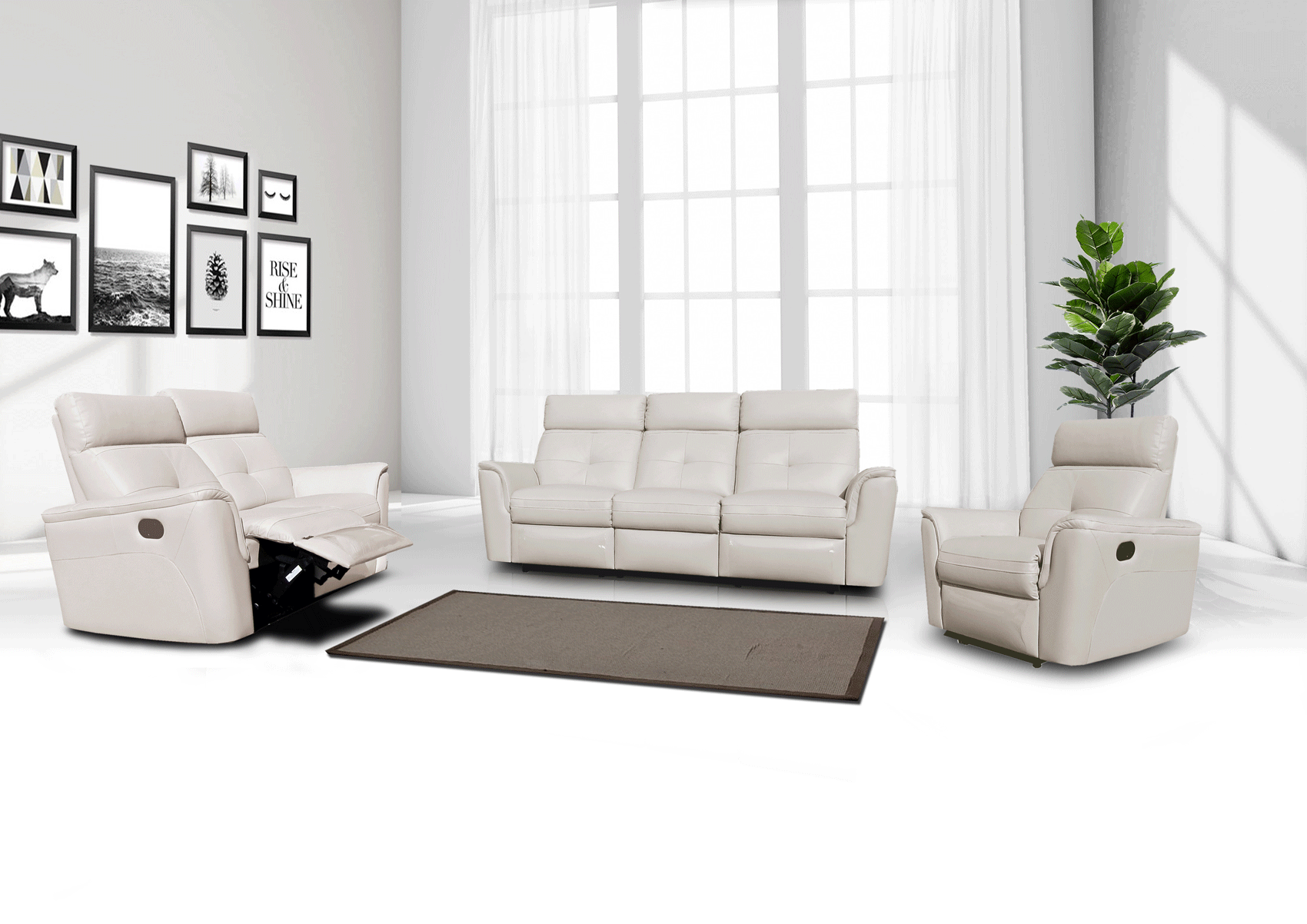 Brands FLR Modern Living Special Order 8501 White w/Manual Recliners