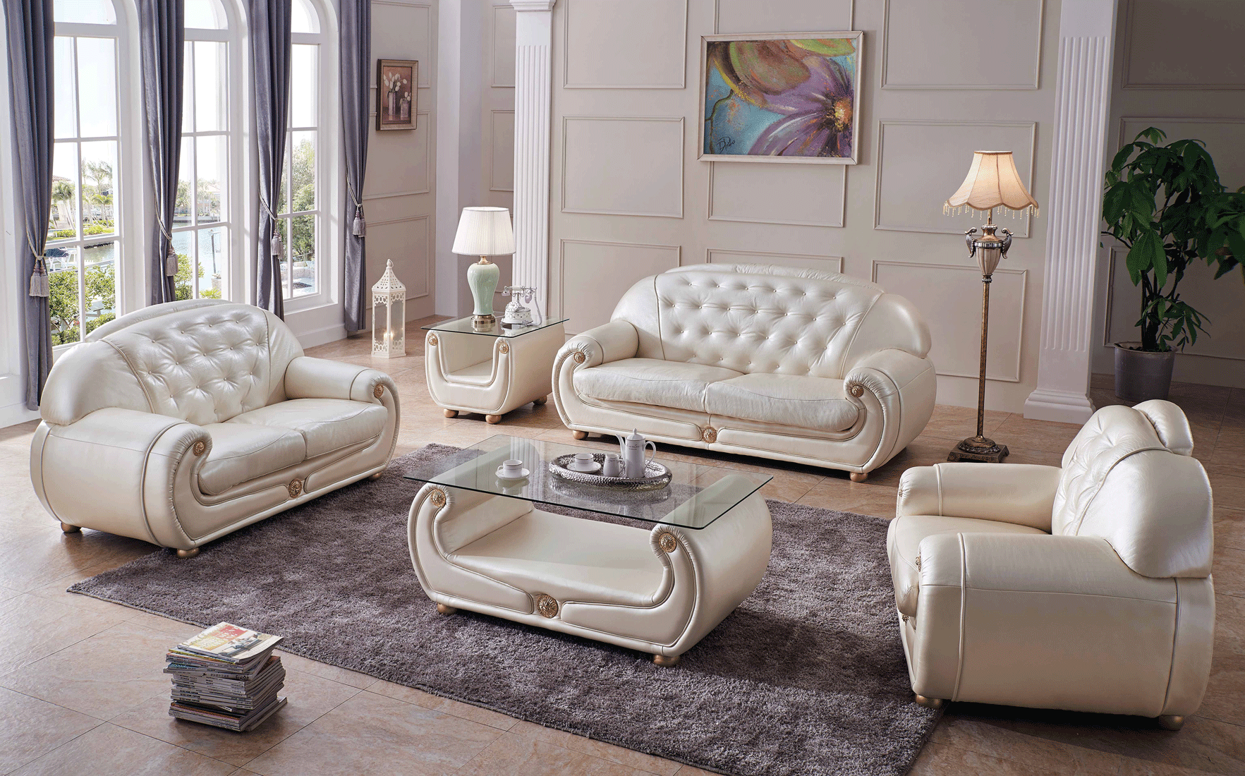 Brands SWH Classic Living Special Order Giza Full Leather in Beige