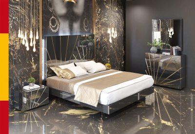 Bedroom Furniture Modern Bedrooms QS and KS Oro Black Bedroom Comp 2