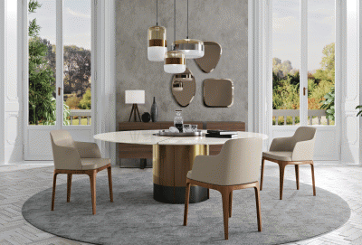 Brands Piermaria Dining Rooms, Italy Leandro Dining Table with Sienna chairs