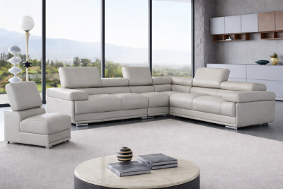 2119 Sectional with Extra Chair - Light Grey