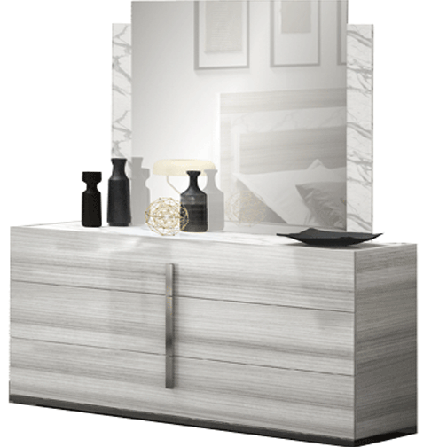Bedroom Furniture Mattresses, Wooden Frames Carrara Grey Dresser/Chest/Mirror