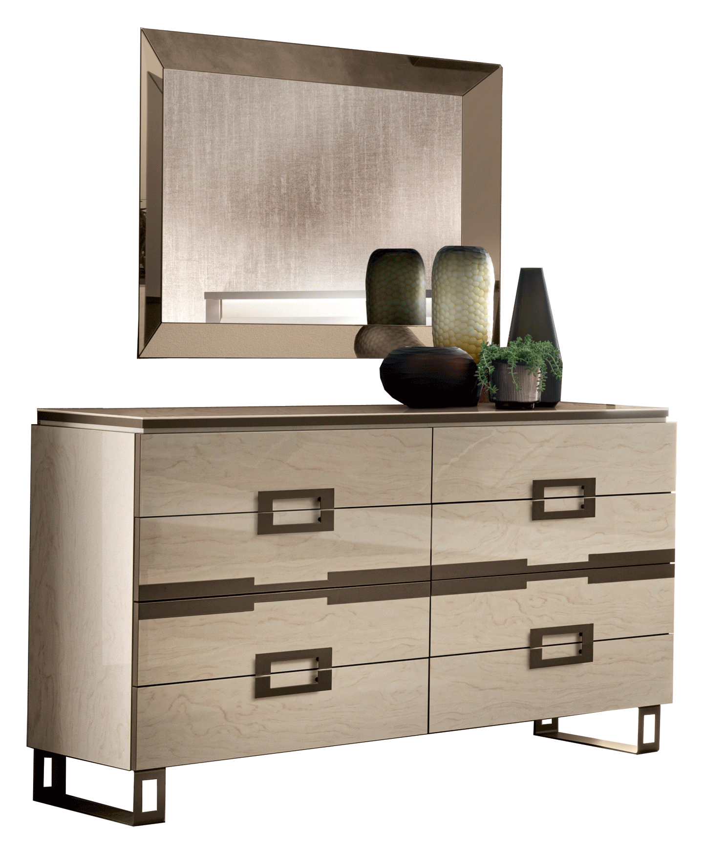 Bedroom Furniture Nightstands Poesia Double Dresser / Mirror