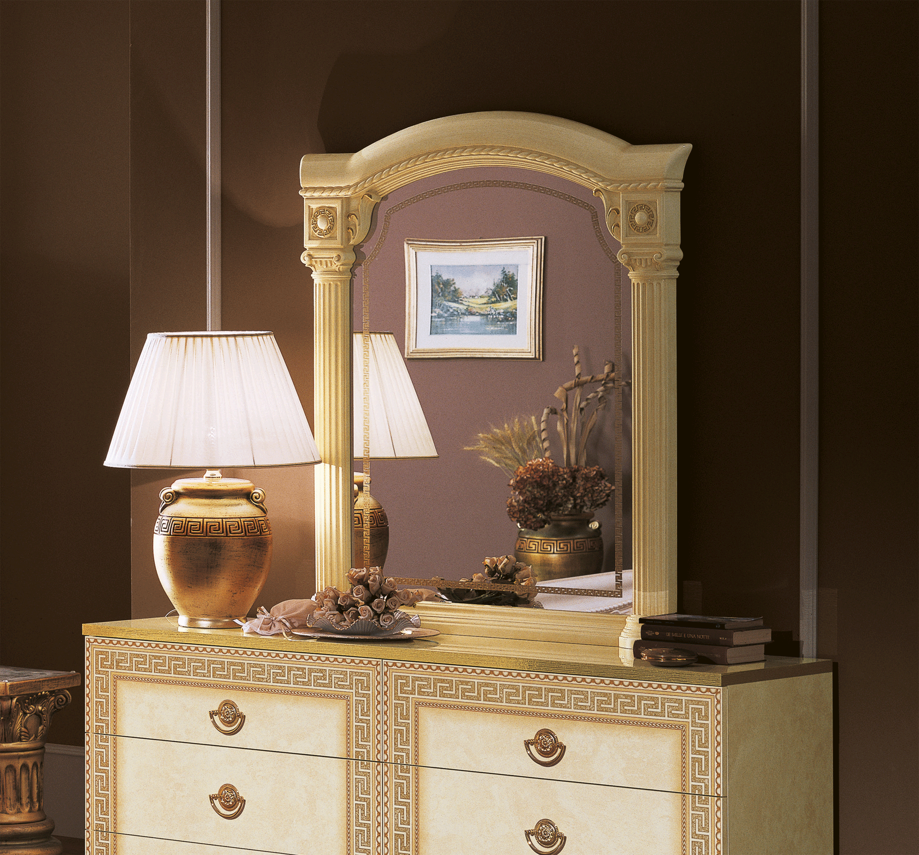 Bedroom Furniture Modern Bedrooms QS and KS Aida Ivory mirror for Dresser/Vanity/Buffet