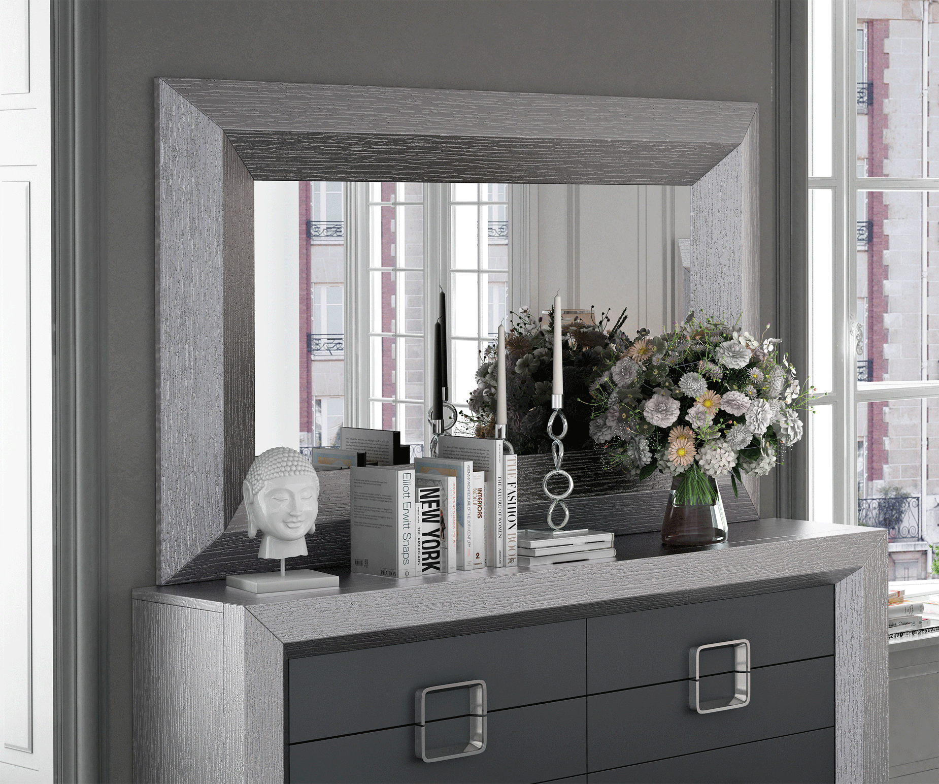 Brands Franco Furniture New BELLA Vanity Chest Enzo mirror for Double dresser