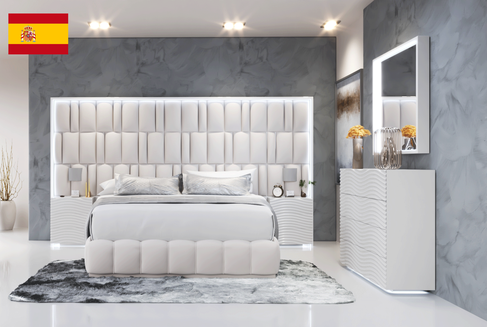 Brands Franco Furniture Bedrooms vol3, Spain Orion Bed with Wave White cases