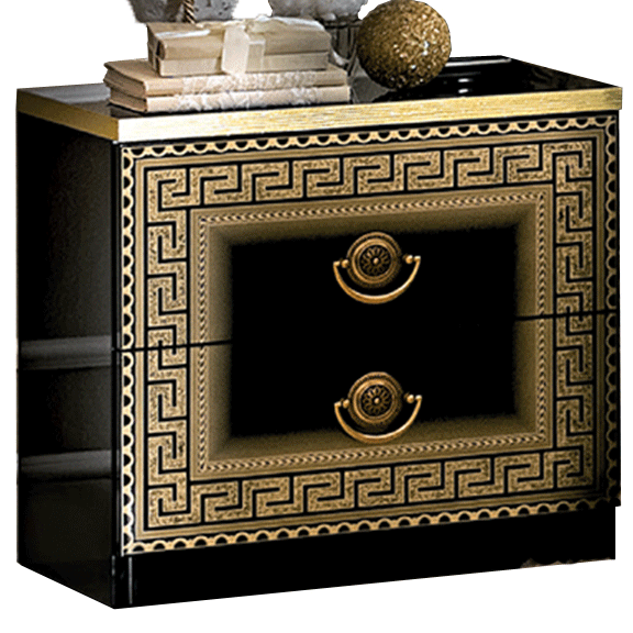 Bedroom Furniture Beds Aida Black-Gold Nightstand