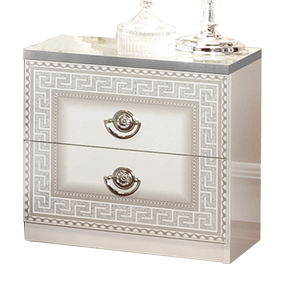 Bedroom Furniture Wardrobes Aida White-Silver Nightstand