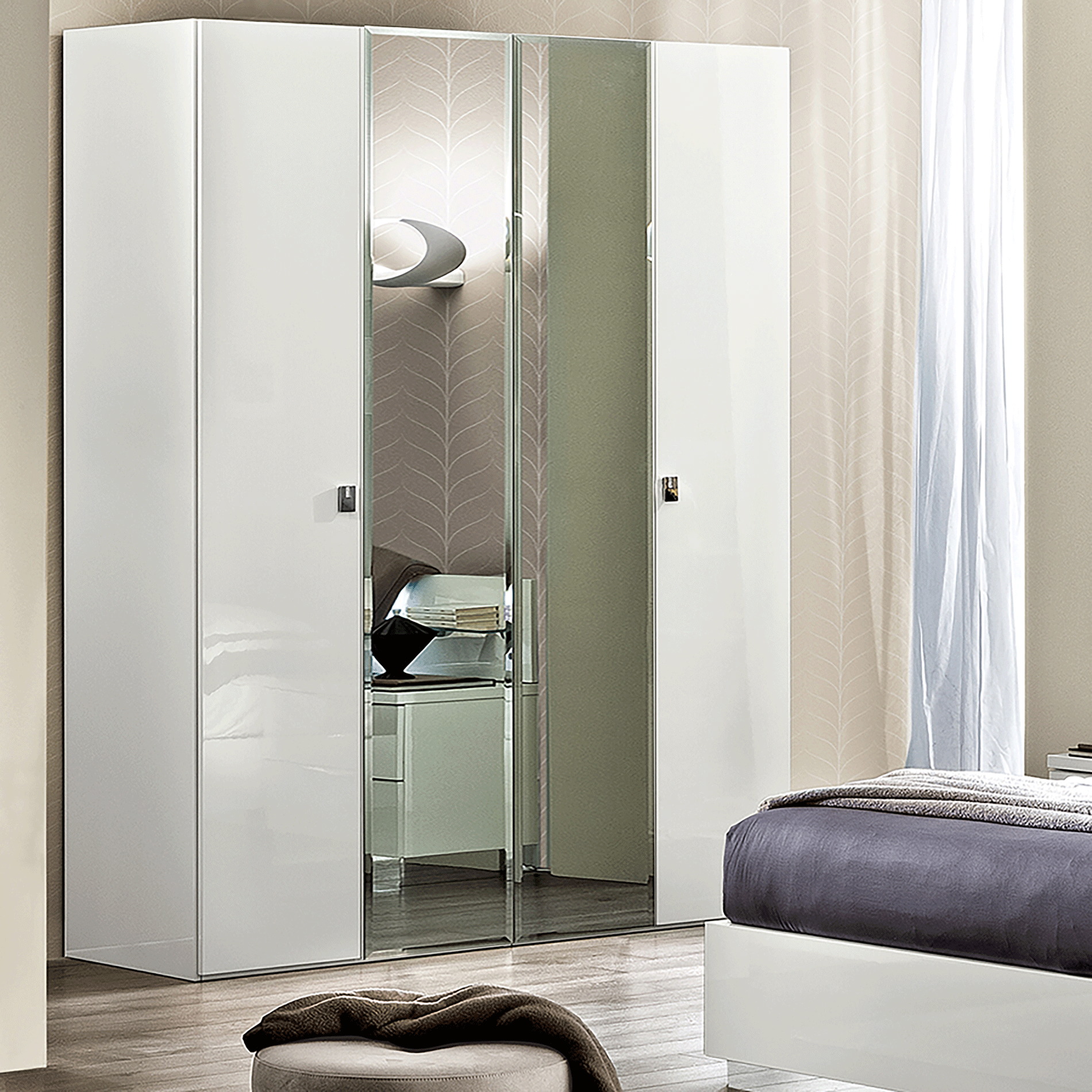 Bedroom Furniture Wardrobes Onda 4 Door Wardrobe White