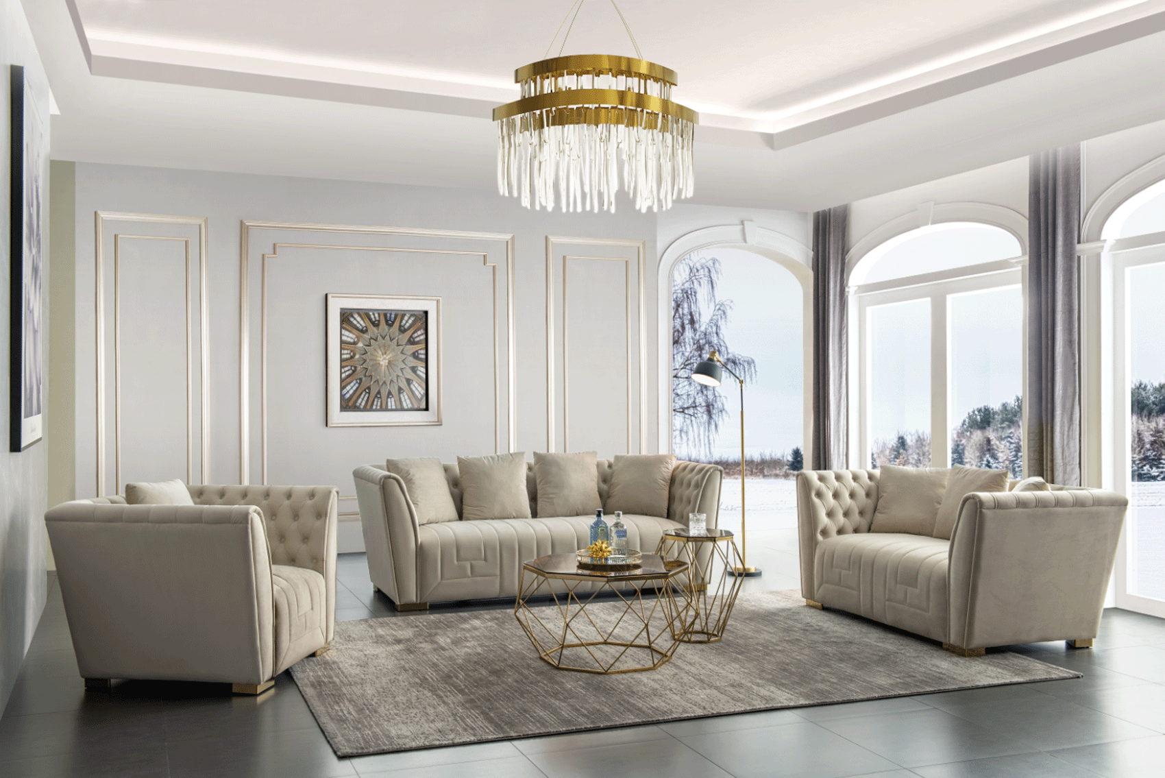Living Room Furniture Sofas Loveseats and Chairs PM15 LIVING ROOM SET BEIGE FABRIC
