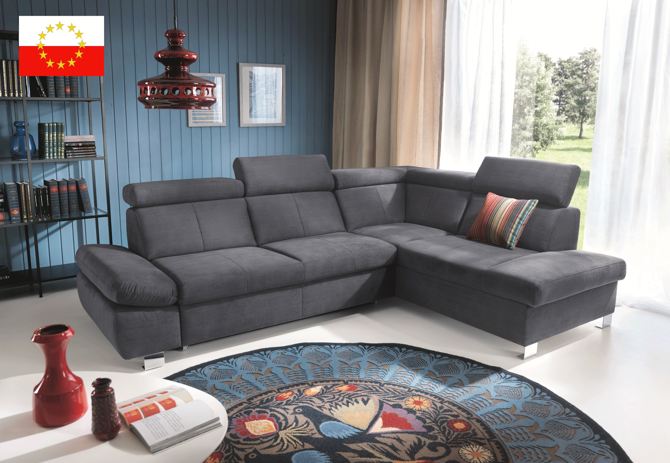 Living Room Furniture Sectionals with Sleepers Happy Sectional w/Bed & Storage
