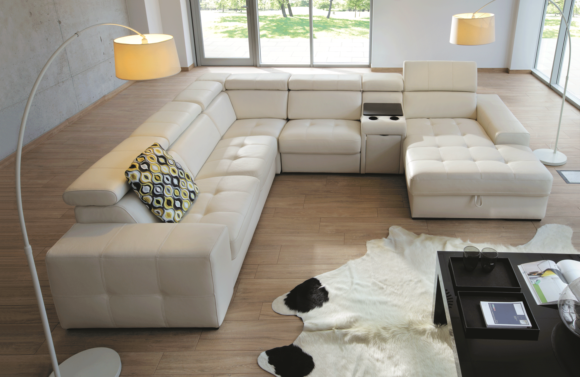 Living Room Furniture Reclining and Sliding Seats Sets Girro Corner with Bar and Bed