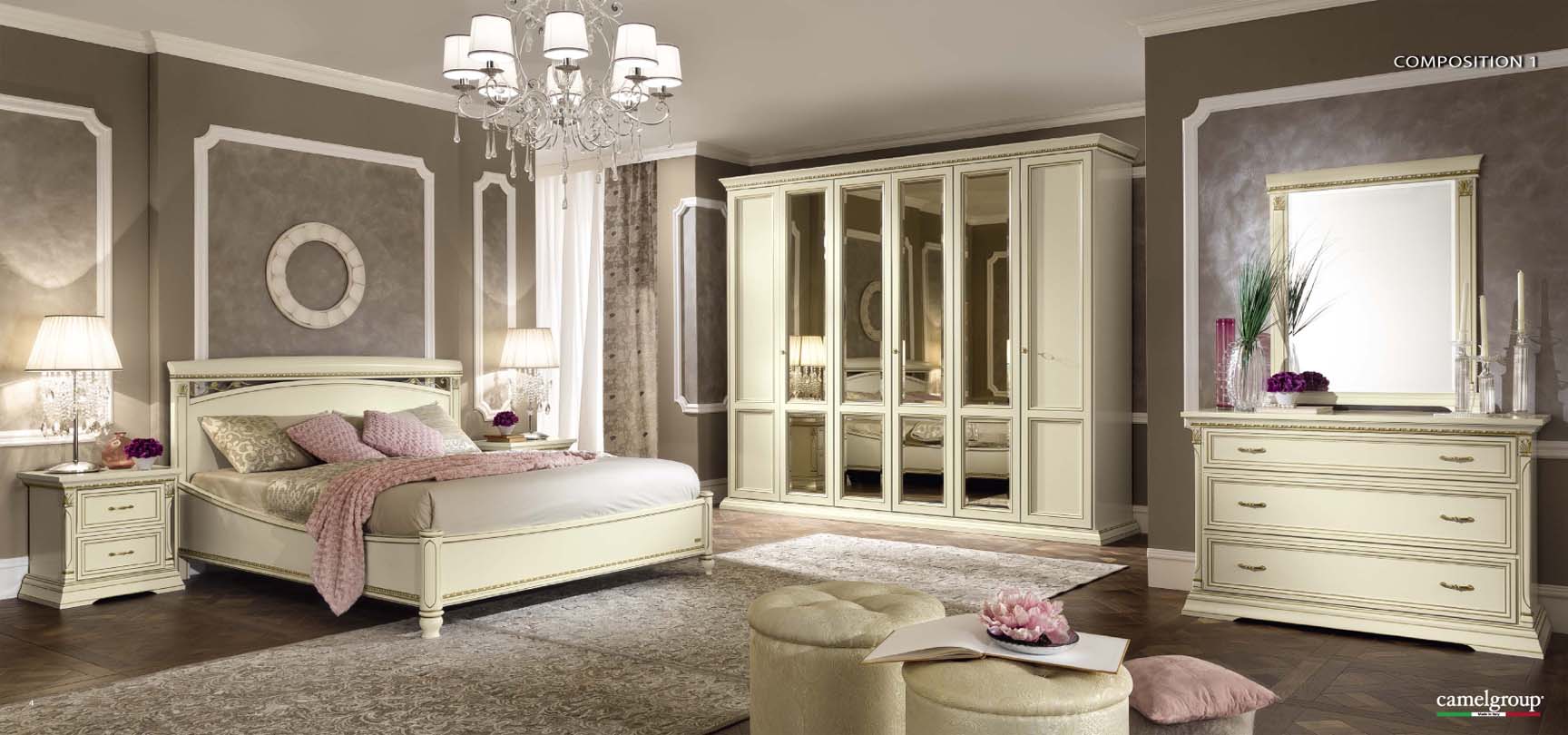 Bedroom Furniture Mirrors Treviso Night Composition 1 in White Ash