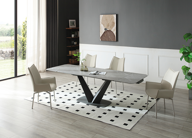 Dining Room Furniture Tables Cloud Table with 1218 swivel grey taupe chairs