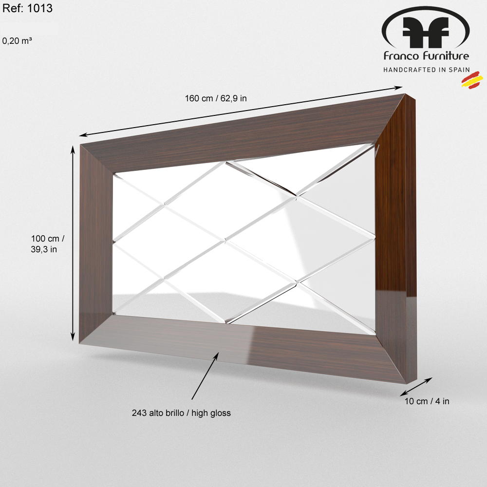 Brands Franco Kora Dining and Wall Units, Spain Carmen Walnut mirror