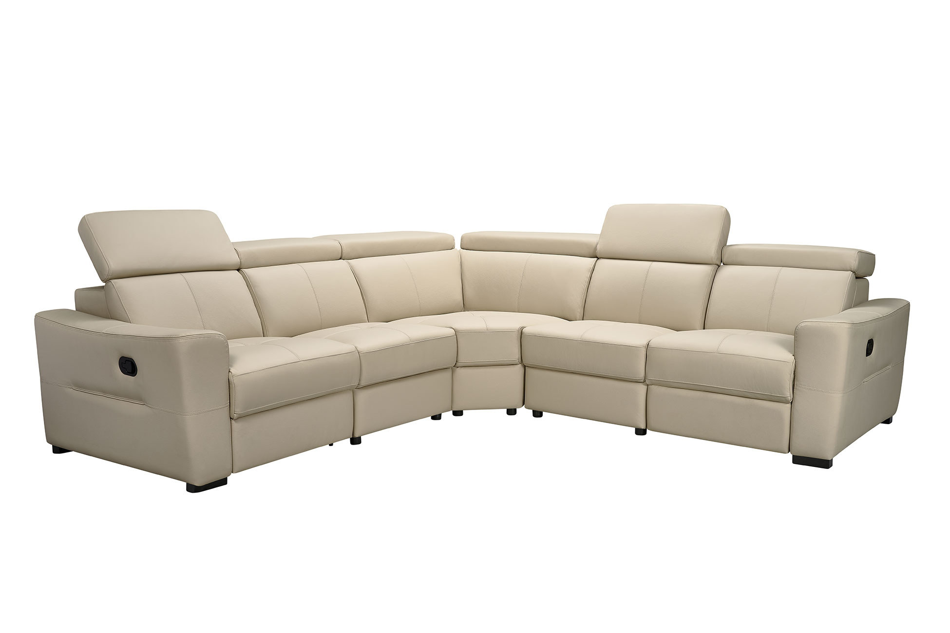 Living Room Furniture Reclining and Sliding Seats Sets 6021 Cream Sectional w/ manual recliners
